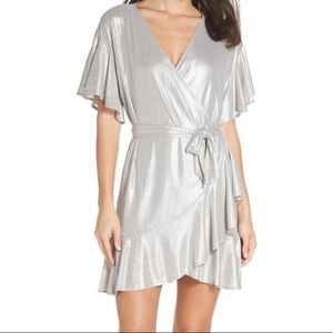 BB Dakota Silver Wrap Dress | Size Small